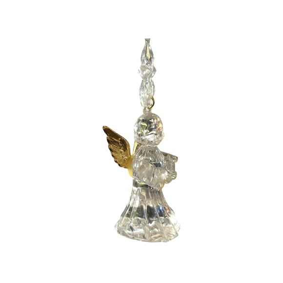 Clear Acrylic Angel Ornament With Gold Wings & Star Holiday Decoration 3.5" - Picture 12 of 14